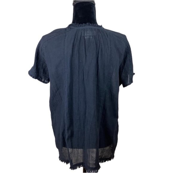 ARITZIA GOLDEN TNA COTTON BOHO BLACK BLOUSE - Picture 4 of 8